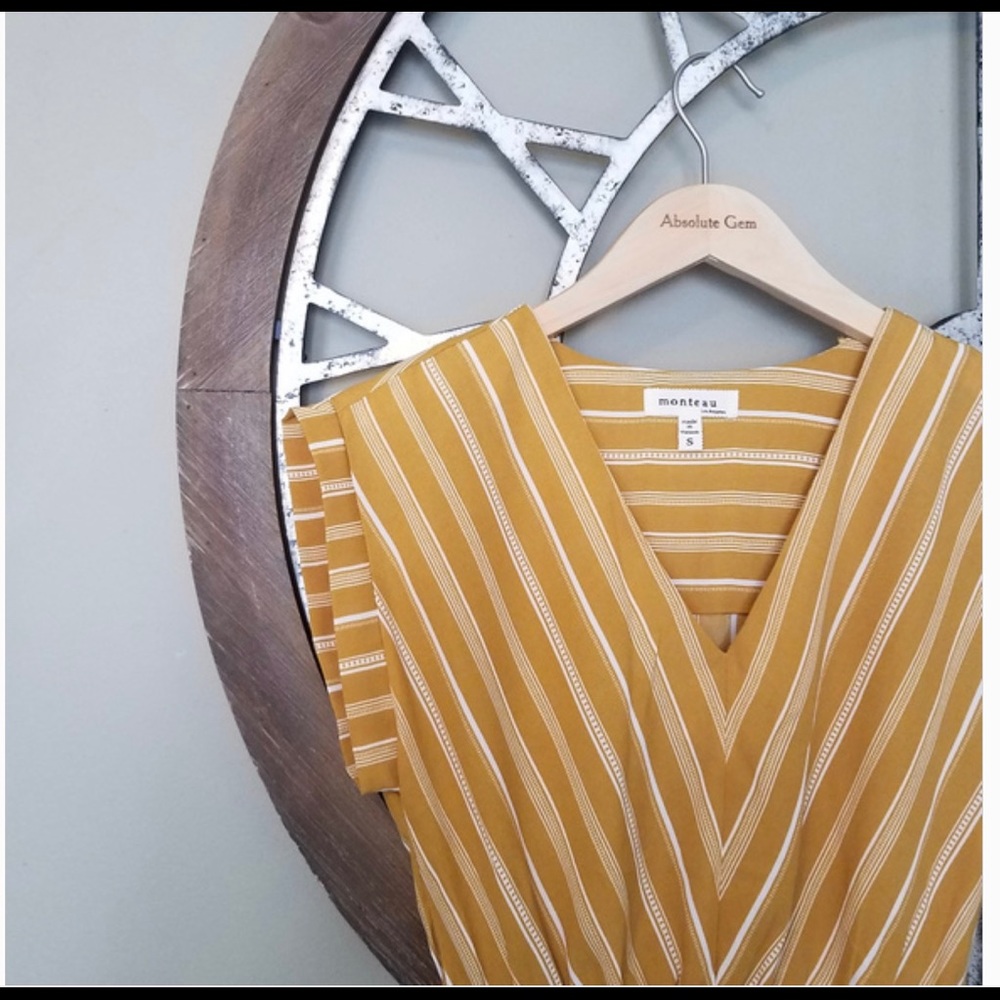 Monteau Striped Yellow Mini Dress